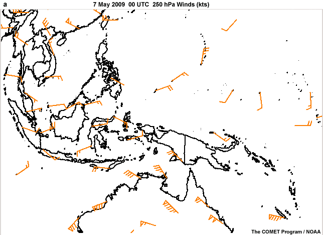 250 hPa wind barbs (kts)
