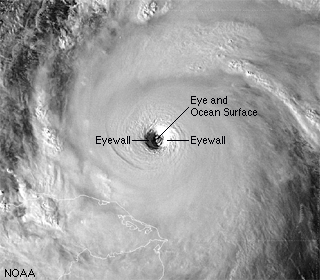 Visible satellite images of eye and eyewall