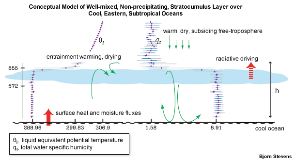 Schematic of stratocumulus layer over eastern oceans