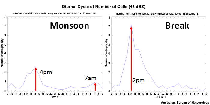 diurnal cycle of the number of cells per day