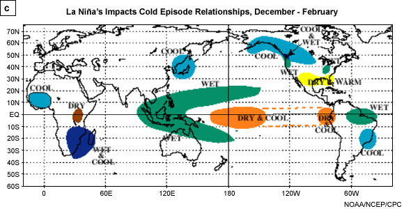La Niña impacts in boreal winter
