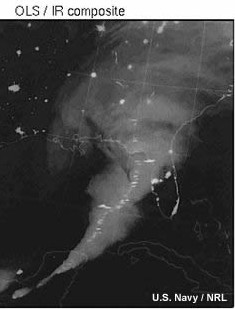 Lightning, clouds, and city lights