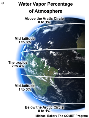 distribution of surface water vapor percentage