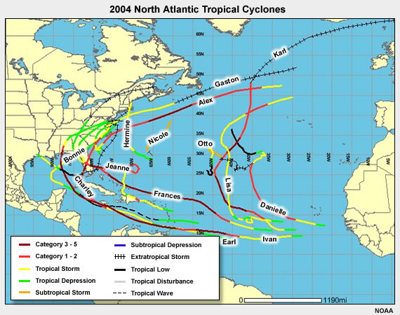 2004 Atlantic hurricane seasons was very active