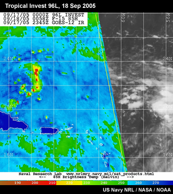 infrared and SSM/I satellite image for Tropical Invest 96L