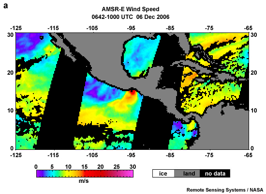 Surface wind speed from AMSR-E