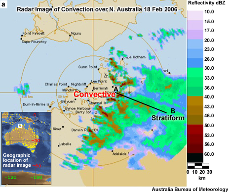 Radar image of tropical squall line over northern Australia