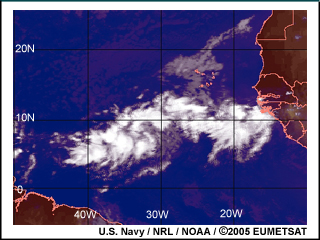 Satellite image of tropical easterly wave over the eastern Atlantic
