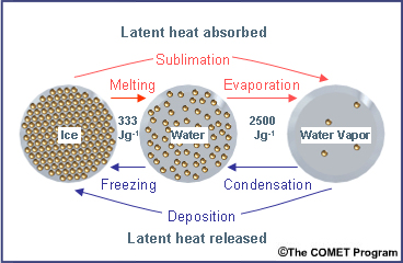 The phases of water and latent heat exchange