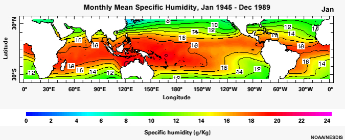 Mean monthly specific humidity