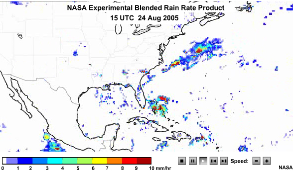 Animation of NASA Experimental Blended rain rate product