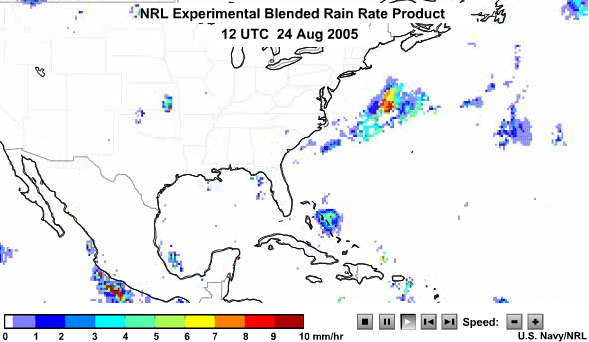 Animation of NRL Experimental Bleanded Rain rate Product