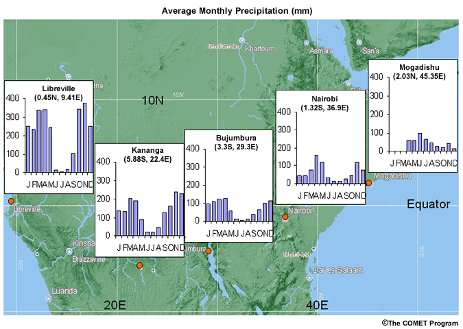 Monthly Mean Precipitation in Central Africa