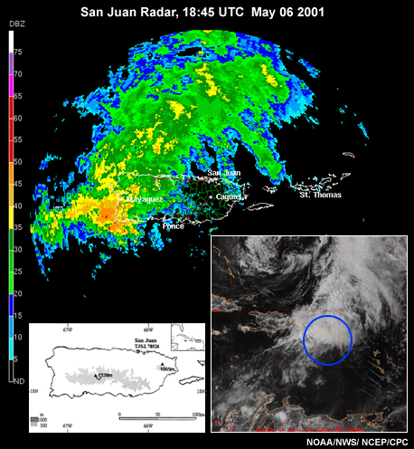 reflectivity at 1845 UTC on 6 May 2001 from San Juan NWS Doppler Radar
