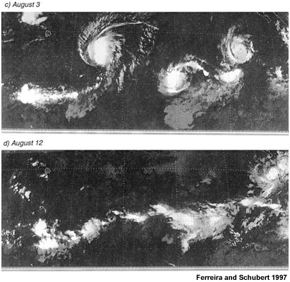 three tropical cyclones over a period of a week