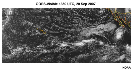 GOES Visible image of the tropical, north Pacific 1830 20 Sep 2007
