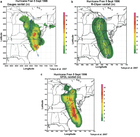 Verification of storm total rainfall forecasts for Hurricane Fran Observed from rain gauges