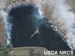 image of landscape with rocks and canyons aerial photo of burnt area immediately