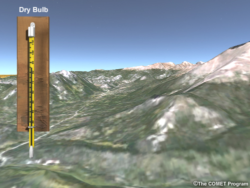 Image shows a thermometer superimposed on a mountainous landscape Image shows a thermometer superimposed on a mountainous landscape
