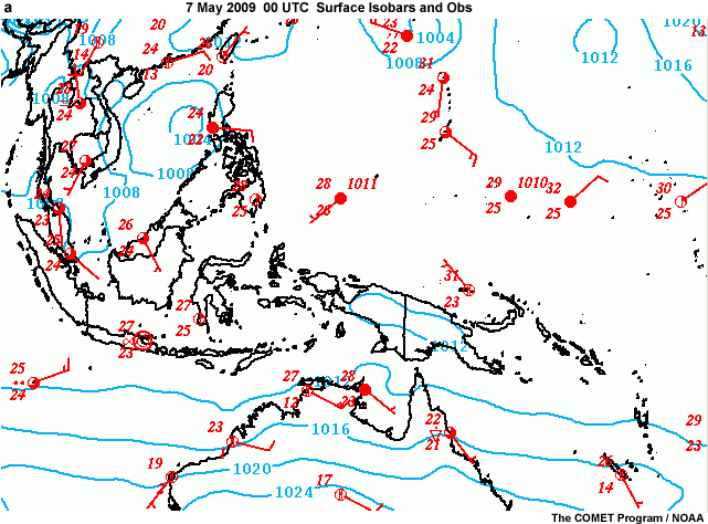 Surface isobaric analysis of the tropical west Pacific