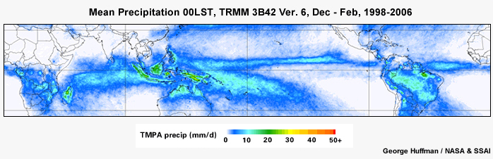 The diurnal cycle of tropical precipitation for December to February
