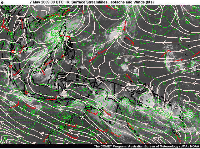 IR, streamlines, isotachs, wind barbs