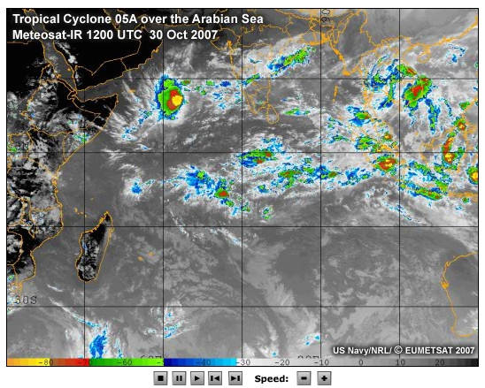Animation of Meteosat enhanced IR images from 00Z 30 Oct - 18Z 1 Nov 2007 demonstrating cyclogenesis associated with a Mixed Rossby Gravity wave
