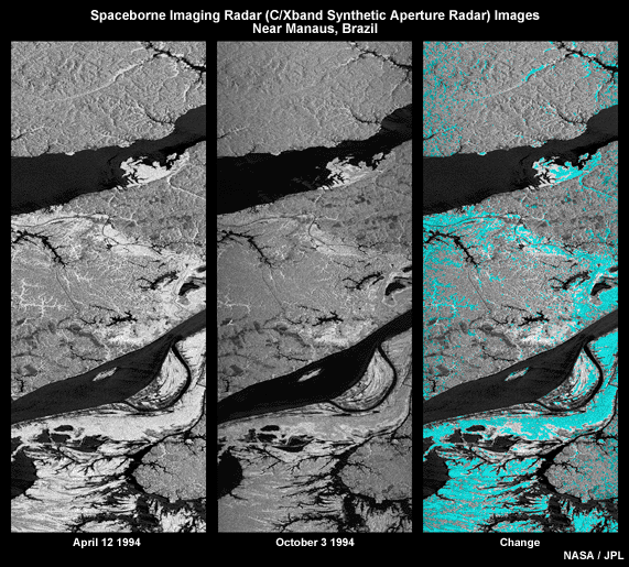 Spaceborne Imaging Radar (C/Xband Synthetic Aperture Radar) Images taken in the vicinity of Manuas, Brazil