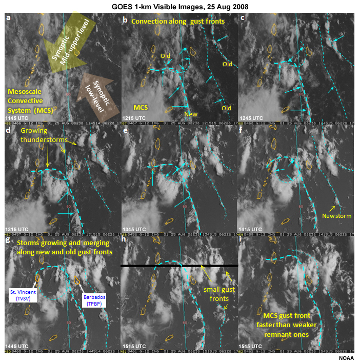 1-km visible images from 1145 to 1715 UTC on 25 Aug 2008