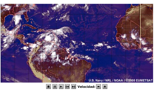 Satellite animation of easterly waves and tropical cyclones in the North Atlantic 2005